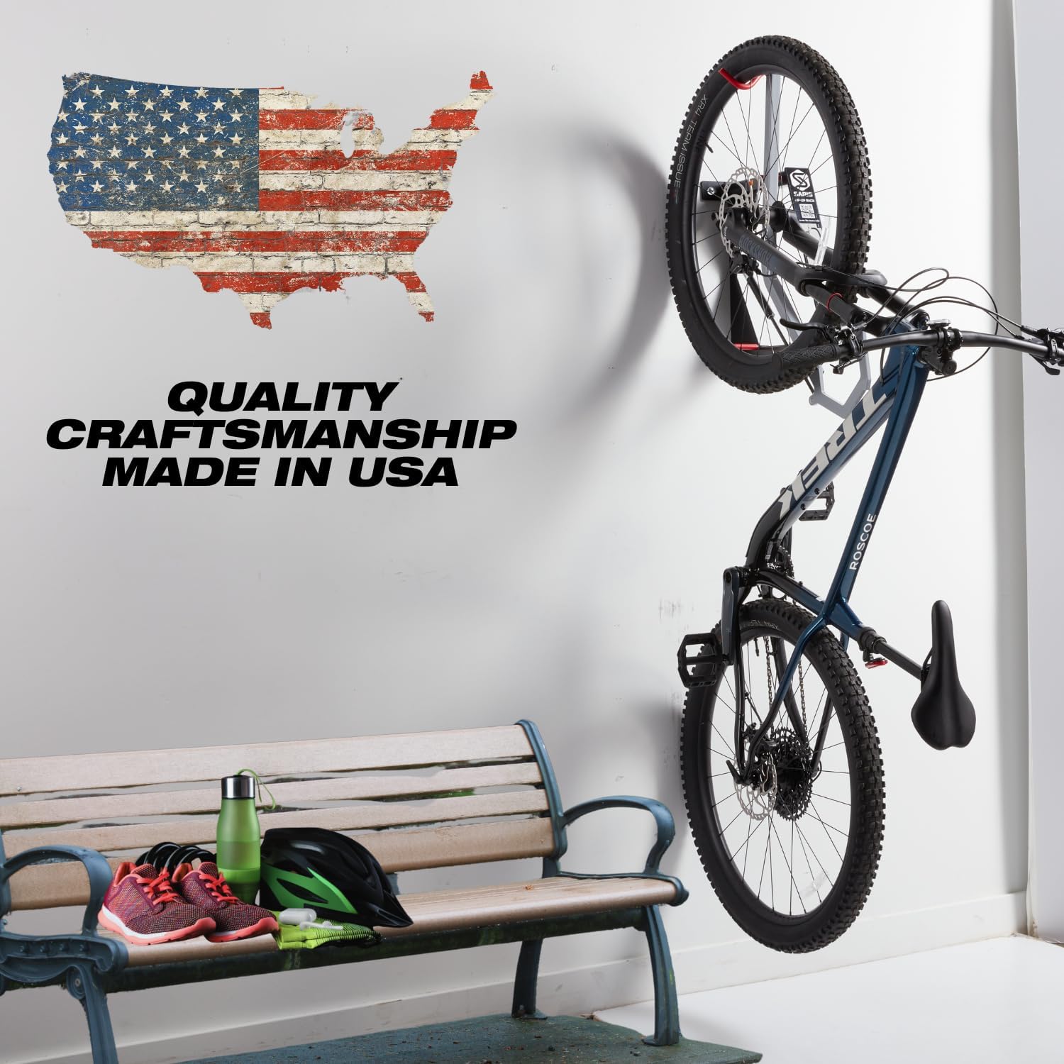 Saris Tip-Up Lift-Assist Bike Rack – Vertical Wall-Mounted Bike Storage with Spring-Assist Hoist – Space-Saving Design for Garage & Indoor Use – Easy Installation