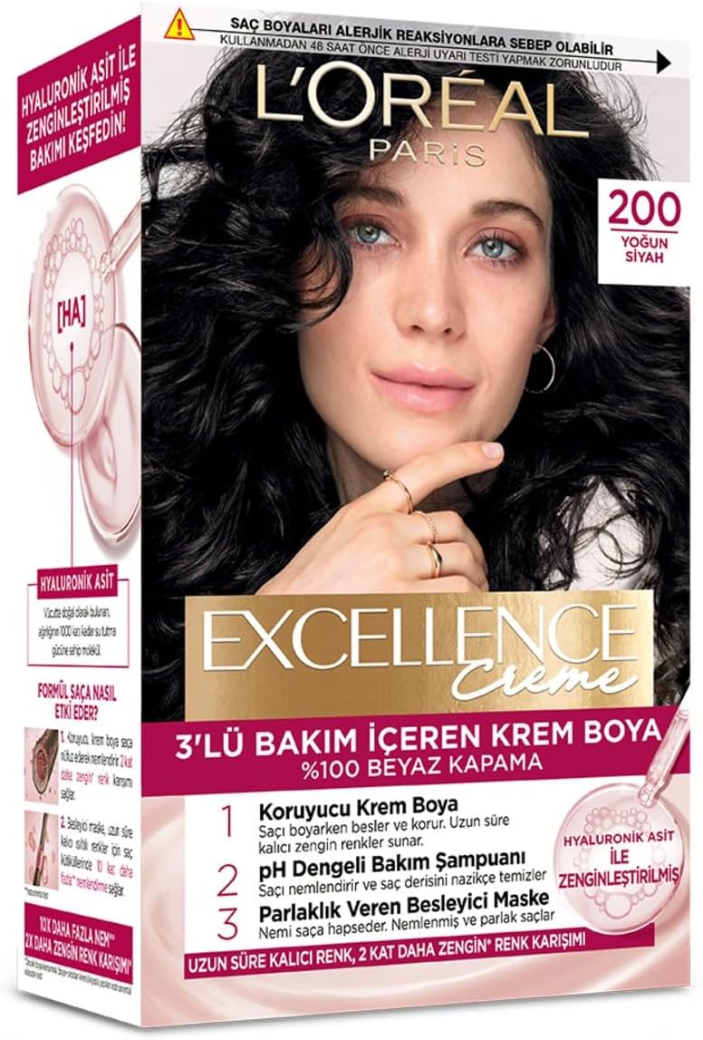 L'Oreal Paris Excellence Creme Saç Boyası 200 Yoğun Siyah