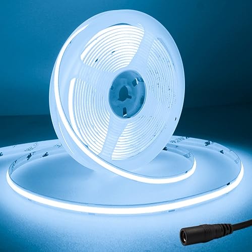 COB - Tira de luces LED rojas, tira de luz brillante de 16.4 pies, luces LED rojas de 24 V, 2400 luces LED flexibles de alta densidad para