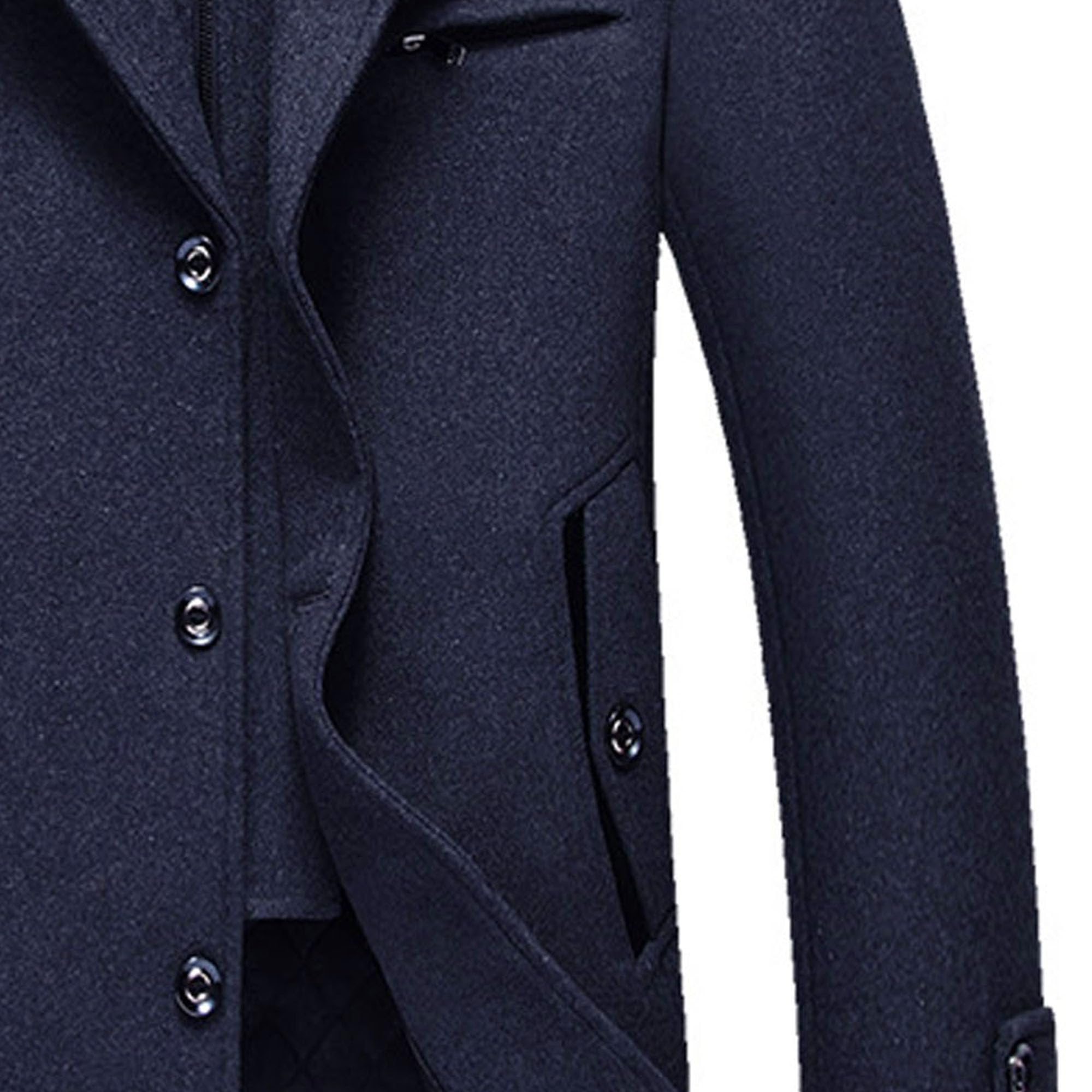 Trench in lana da uomo, invernale, monopetto, in misto lana, stile militare, classico, caldo ed elegante.