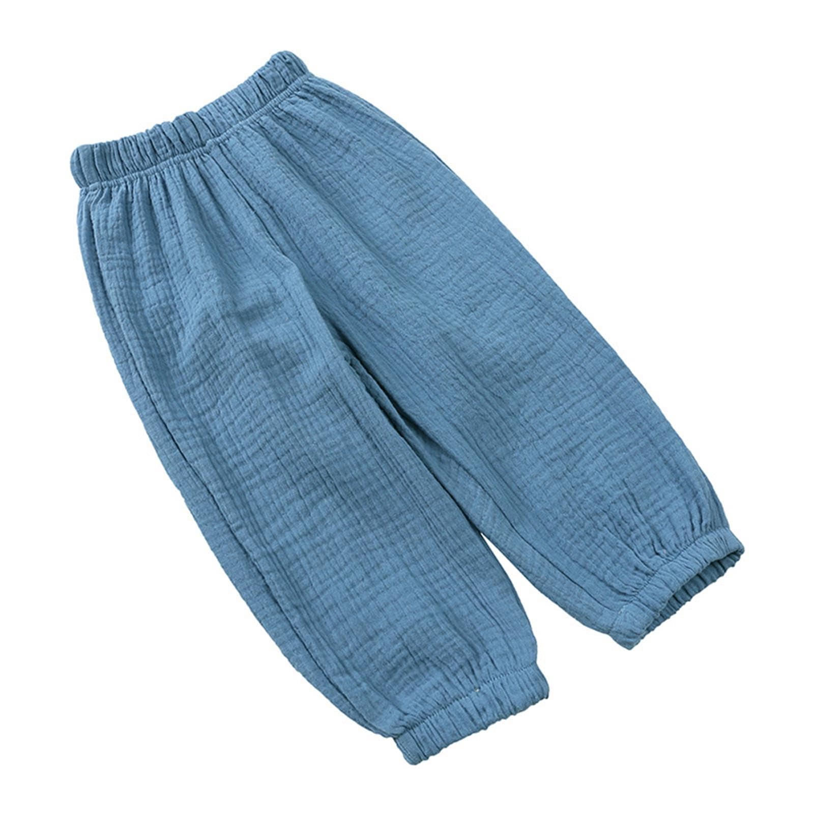 Freebily Pantalon Jogging Coton Lin Bébé Garçon Fille - Léger Et Respirant Pour L'Été 1-8 Ans