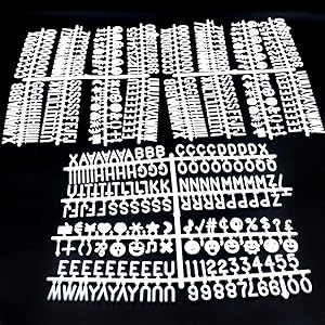510 Characters White Plastic Letter Set for Changeable Felt Letter Boards. 3/4 Letters, Including Numbers, Symbols for Changeable Letter Boards