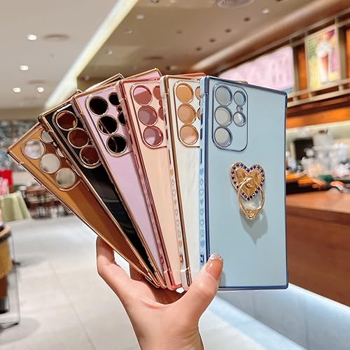 Miniatura 2 de Elegante funda ligera y suave de TPU para Samsung Galaxy S21 S20 Ultra Plus FE Fashion Love en forma de corazón con anillo de dedo a prueba de