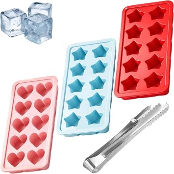 4 Pcs Star Ice Cube Tray Kit,Mini Ice Cube Tray,Ice Cube Moulds, Heart Ice Cube Tray, Suitable for Making Ice Cubes, Chocolate Molds Or Desserts