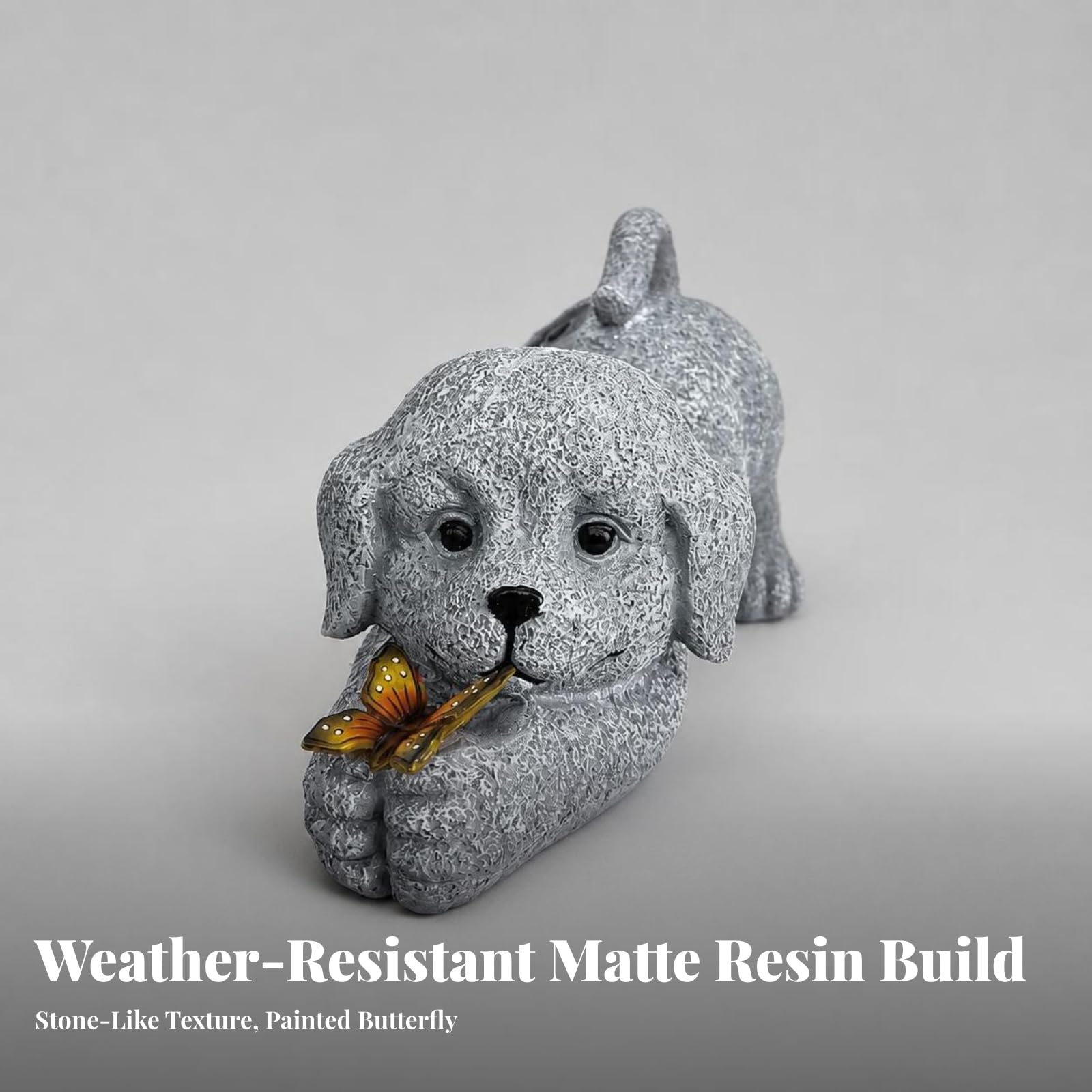 Statuetta a Forma di Cane Effetto Pietra | Ornamento da Giardino per Cani con, Impermeabile, Statuetta con, Prato, Patio, Sentieri