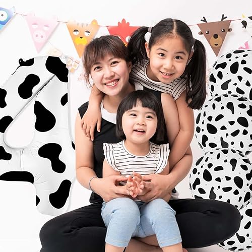 Miniatura 4 de Globos de papel de aluminio con estampado de vaca número 4, globos de aluminio grandes de 40 pulgadas y 18 pulgadas para decoraciones de fiesta de