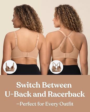 HSIA Minimizer Bras for Women Full Coverage Front Closure Racerback Tshirt | Plus Size, Underwire, Lightly Lined, Breathable Micro-Perforated Cups, Convertible Straps, Supportive, Back Fat Smoothing