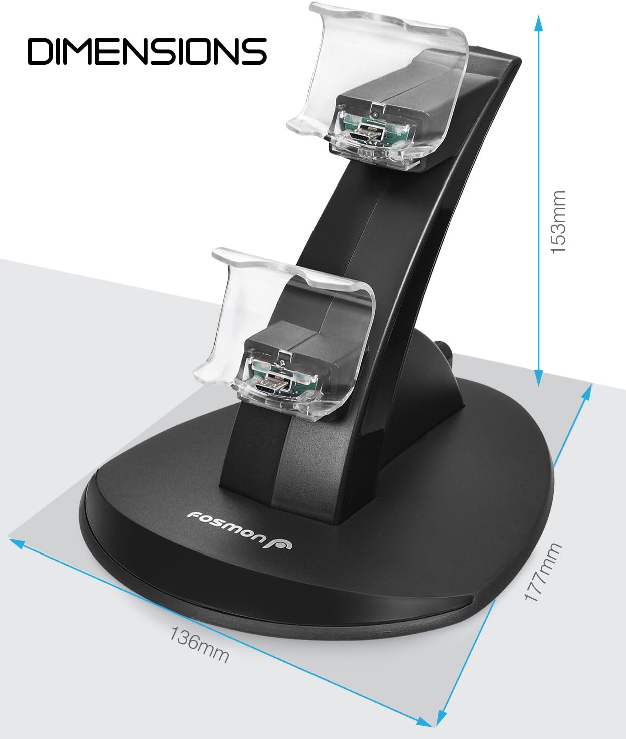 Fosmon PS4 Controller Charger, High Speed Dual USB Charging Docking Station Stand with LED Indicator Compatible with Sony PlayStation 4 / Slim / Pro