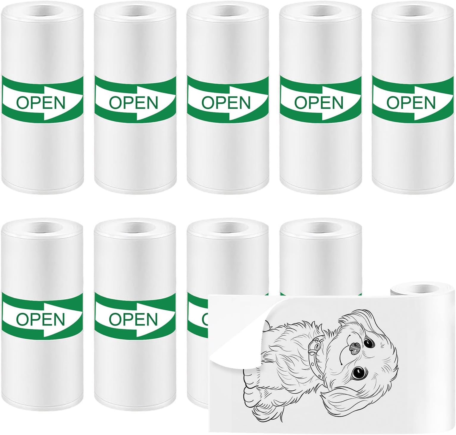 10 Rolls Adhesive Sticker Paper, 57x30mm White Thermal Label Roll for Portable Mini Printer, Instant Photo Camera, Compatible with Most Pocket Printers