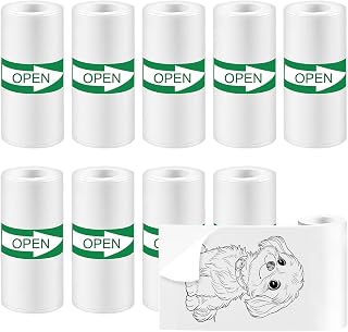 10 Rolls Adhesive Sticker Paper, 57x30mm White Thermal Label Roll for Portable Mini Printer, Instant Photo Camera, Compatible with Most Pocket Printers