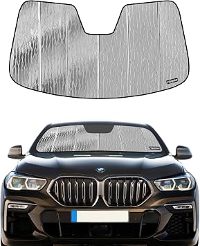 Pigenius Windshield Sun Shade for BMW X6 G06 2020-2023, Fits xDrive40i M50i X6 M, Reversible Silver/Black