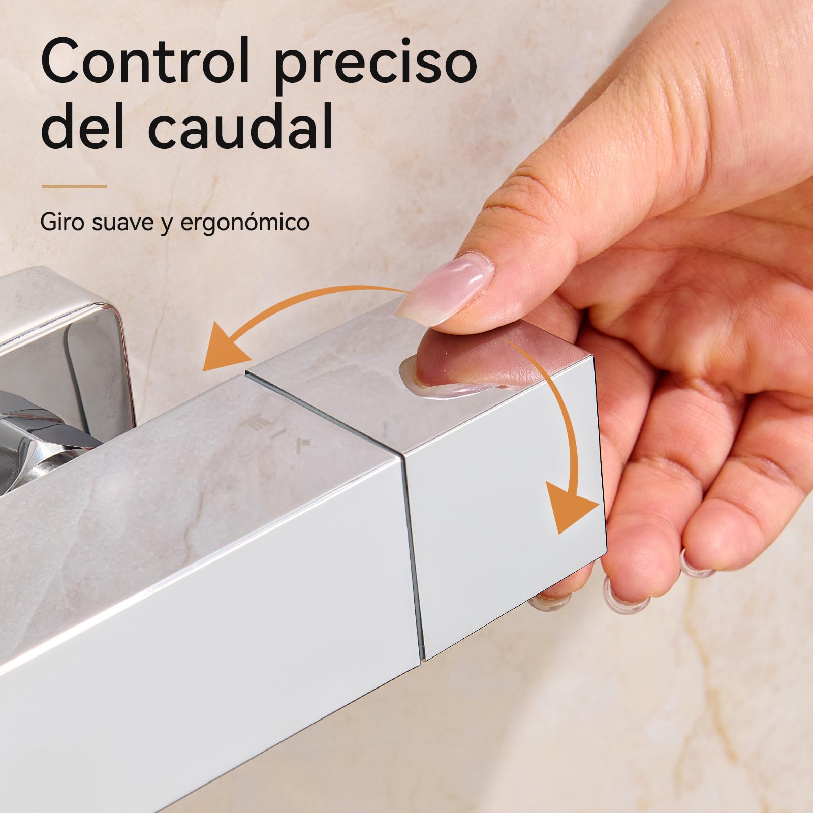 Auralum Grifo Termostático Ducha y Bañera, Mezclador de Pared Cuerpo Frío Antiquemaduras con Botón 38°C, Grifería 2 Salidas G1/2'', Adaptador G3/4'', Ajustables 135-165mm, Repuesto Universal, Cromo