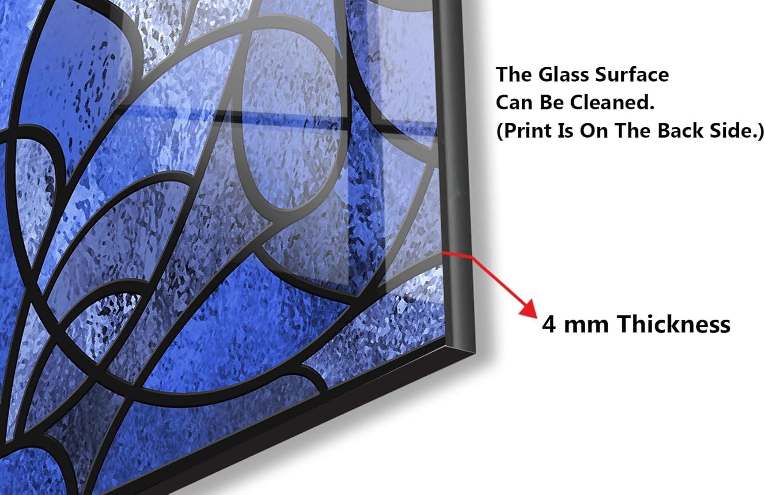 Myphotostation.com 23.5Wx12H''Tempered Glass Stained Backsplash Design Cooker Wall Backsplash Panel Glass Splashback for Kitchen Panel Design Blue Splashback for Stove