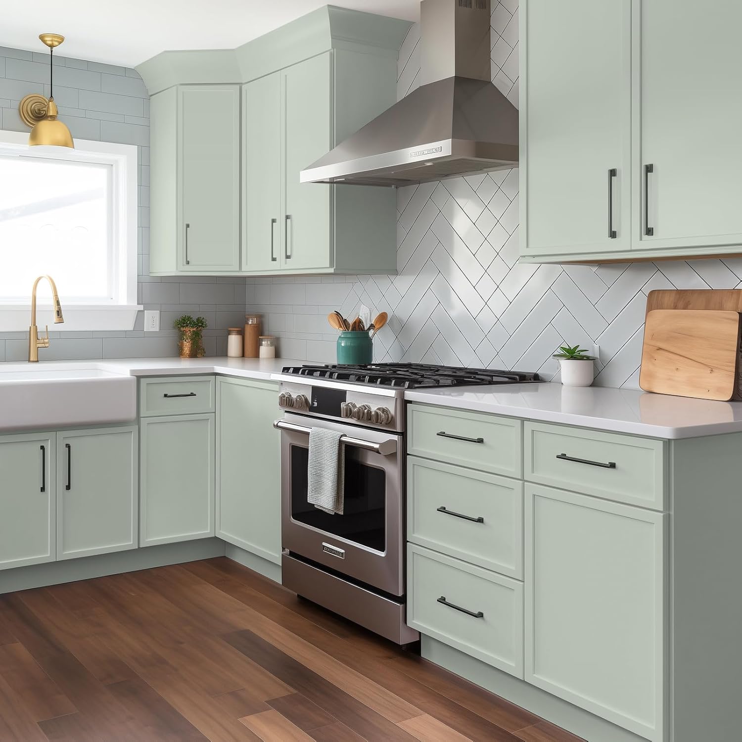 Solid Wood Blind Corner Cabinet with Adjustable Shelf & Soft-Close Hinges - Shaker Style Base Cabinet for Kitchen, Bathroom, Garage,UV Coated Interior (NT-Jade Green, 39" W x 24" D x 34-1/2" H)