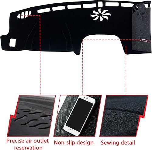 Miniatura 2 de Tapete antideslizante para tablero de instrumentos compatible con Ford Maverick 2022 2023 2024 Protector solar (borde negro)