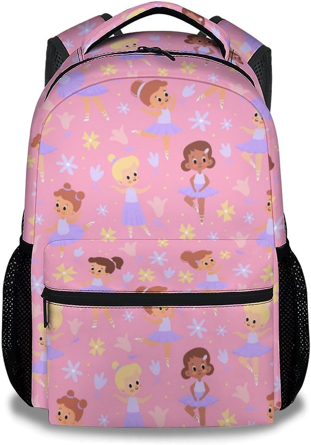 Girls Backpacks for School, Dance Backpack for Kids Preschool Kindergarten Elementary, Cute 16 Inch Pink Bookbag for Dance Lovers, Aesthetic Lightweight Daypack for Travel