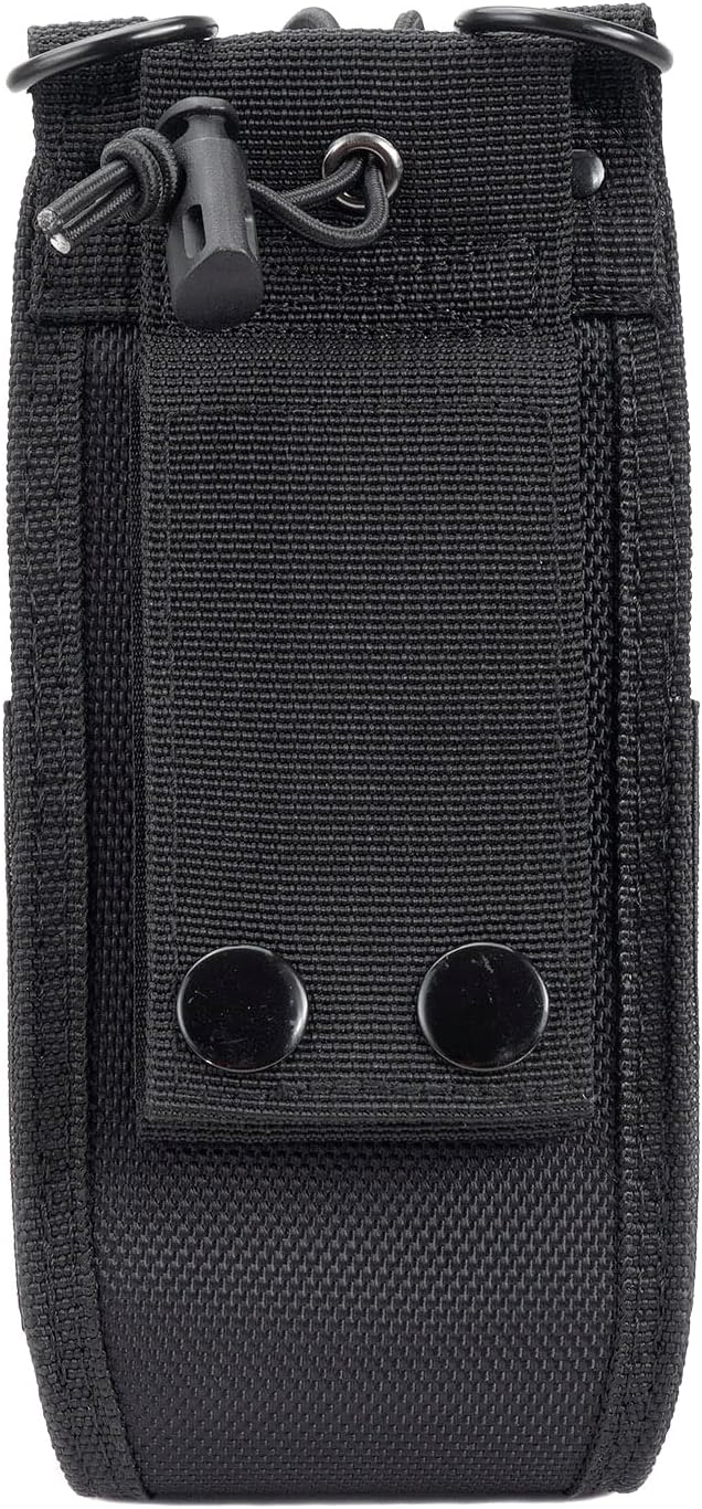 Black Rugged Nylon Pouch Tactical Holder Holster [Dual Duty/Utility Belt Loops and Neck Lanyard] for Zebra TC73 TC78 TC77HL TC77, USPS Mobile Handheld Scanner, Motorola APX Radio