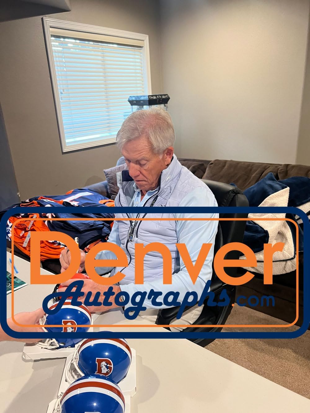 John Elway Signed Denver VSR4 TB 1975-1996 D Logo Mini Helmet HOF Beckett Witness