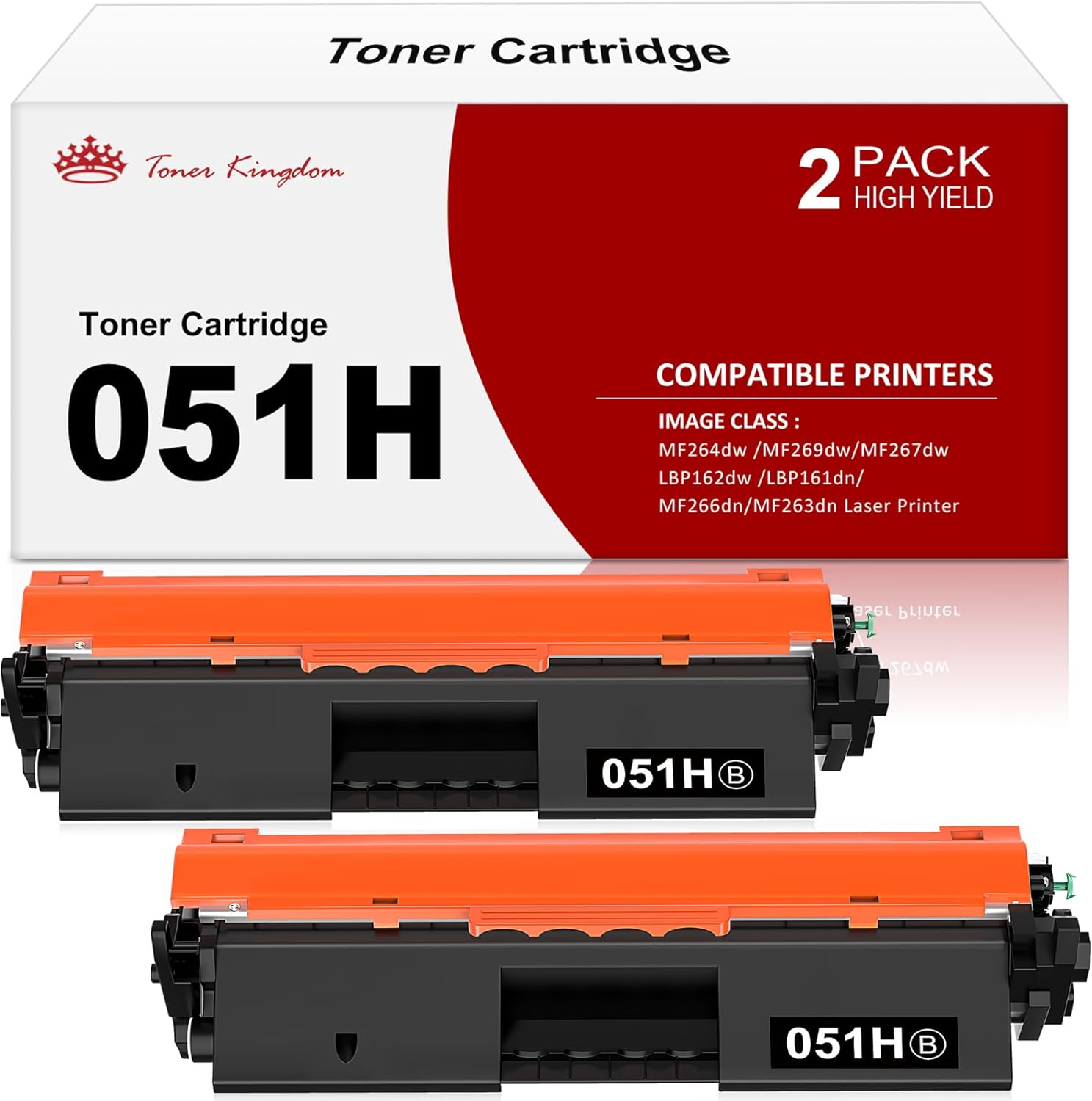 Toner Kingdom 051H 051 Toner Cartridge Black Replacement for Canon 051H Toner Cartridge 051 for Canon ImageCLASS MF267dw MF264dw MF269dw MF266dn MF263dn LBP162dw LBP161dn Printer (2 Black)