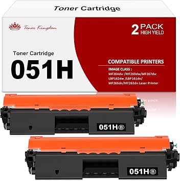 Toner Kingdom 051H 051 Toner Cartridge Black Replacement for Canon 051H Toner Cartridge 051 for Canon ImageCLASS MF267dw MF264dw MF269dw MF266dn MF263dn LBP162dw LBP161dn Printer 2 Black