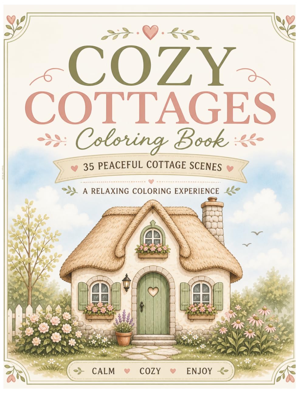 Cozy Cottages Coloring Book: Simple and Relaxing Cottage Scenes for Adults and Beginners