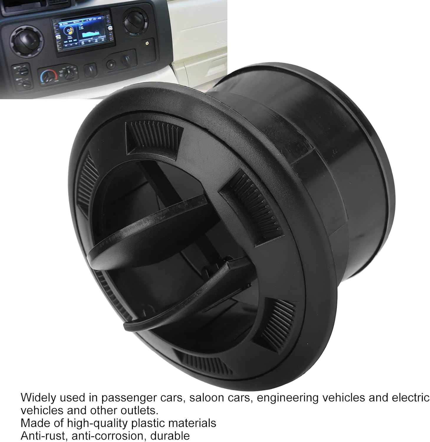 Dashboard Air Conditioning Deflector,75mm Black Air Ventilation Outlet Round Louvered Dash Vent Exhaust Grille for Car RV Boats Yacht