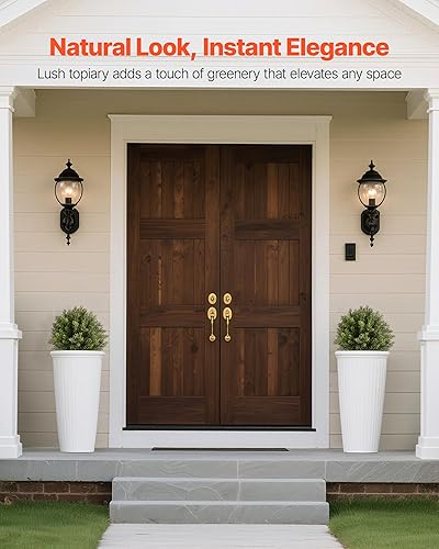 Vista 72 de VEVOR Árbol topiario artificial de boj, 48 pulgadas de alto (2 piezas), árbol topiario sintético en forma de triple bola, planta sintética verde