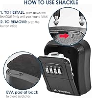 Vista 5 de Caja de bloqueo de llave, caja de bloqueo de combinación de 4 dígitos para montaje en pared, impermeable para exteriores, caja de contraseña segura