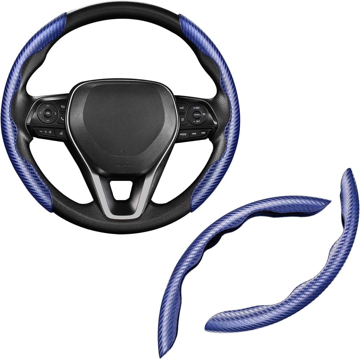 AUTOMASH Car Steering Wheel Grip Cover for Nexon iCNG 2026 Year Onwards All Models of Ta-ta Car Universal Anti-Slip Steering Wheel Grip Cover (Carbon Blue)-image-17