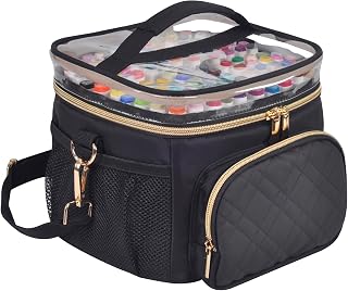 Professional Marker Organizer Case for 120 Markers, Portable Travel Art Supply Marker Storage Carry Bag with Dividers and Shoulder Strap (Black)