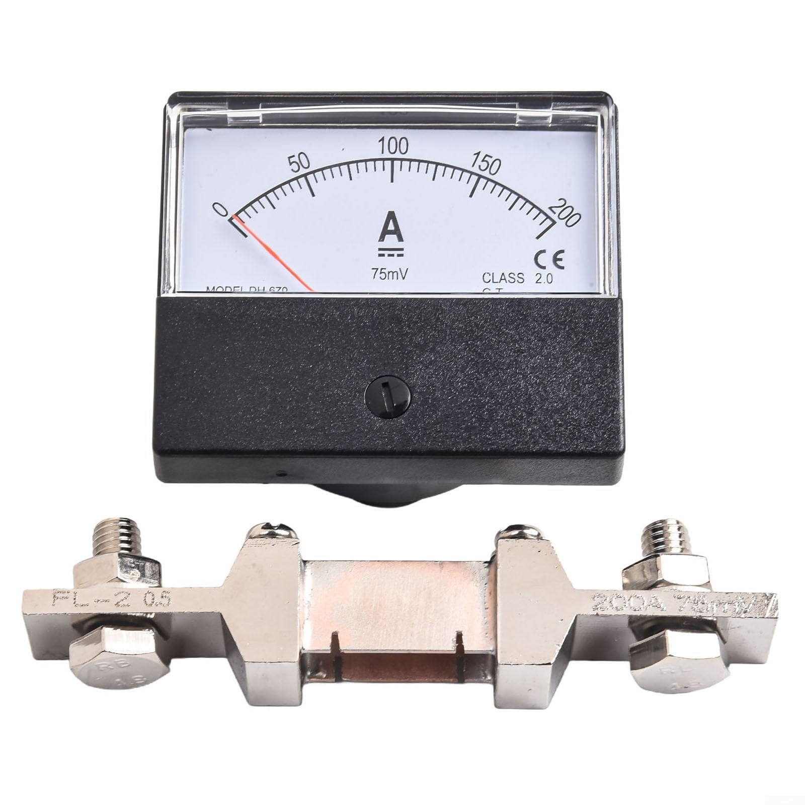 Amperometro analogico DH-670 DC 0-200A 300A 75mV con shunt per quadri