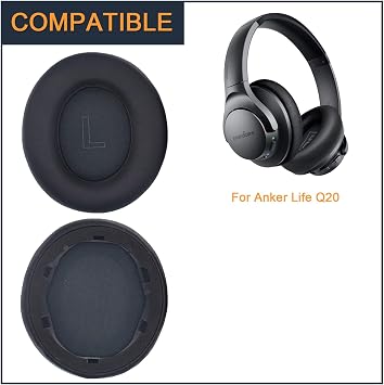 Earpads for Anker Soundcore Life Q20 q20bt Replacement Ear Cushion Pads with Protein Leather and Memory Foam for Replacement Ear Cushion Pads for Soundcore Q20 & q20bt