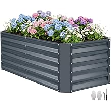 421.4ft Galvanized Raised Garden Bed Kit, Metal Planter Boxes Outdoor, High Raised Beds for Vegetables, Fruits, and Flowers - IronGrey