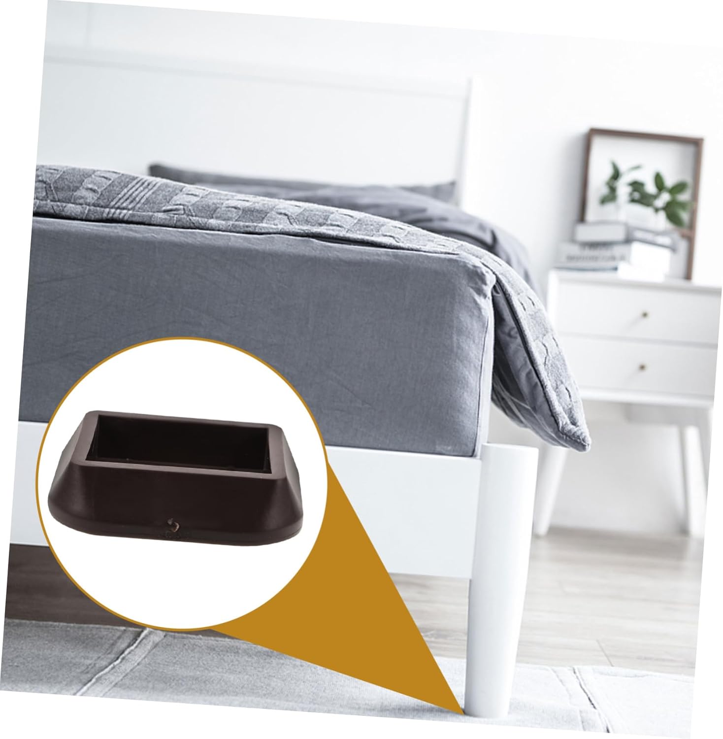 8pcs Silicone Wheel Stoppers Non-Slip Furniture Pads for Sofas Chairs Beds Caster Cup Leg Protectors Deep Brown Color Stable Durable Floor Protection