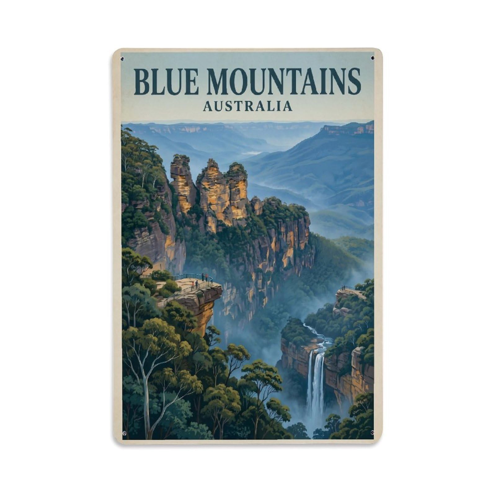 Vintage Australia Blue Mountains Metal Tin Sign Plaque Wall Decor for Cafe, Club Bar, Office, Garden Metal Poster 8x12Inch