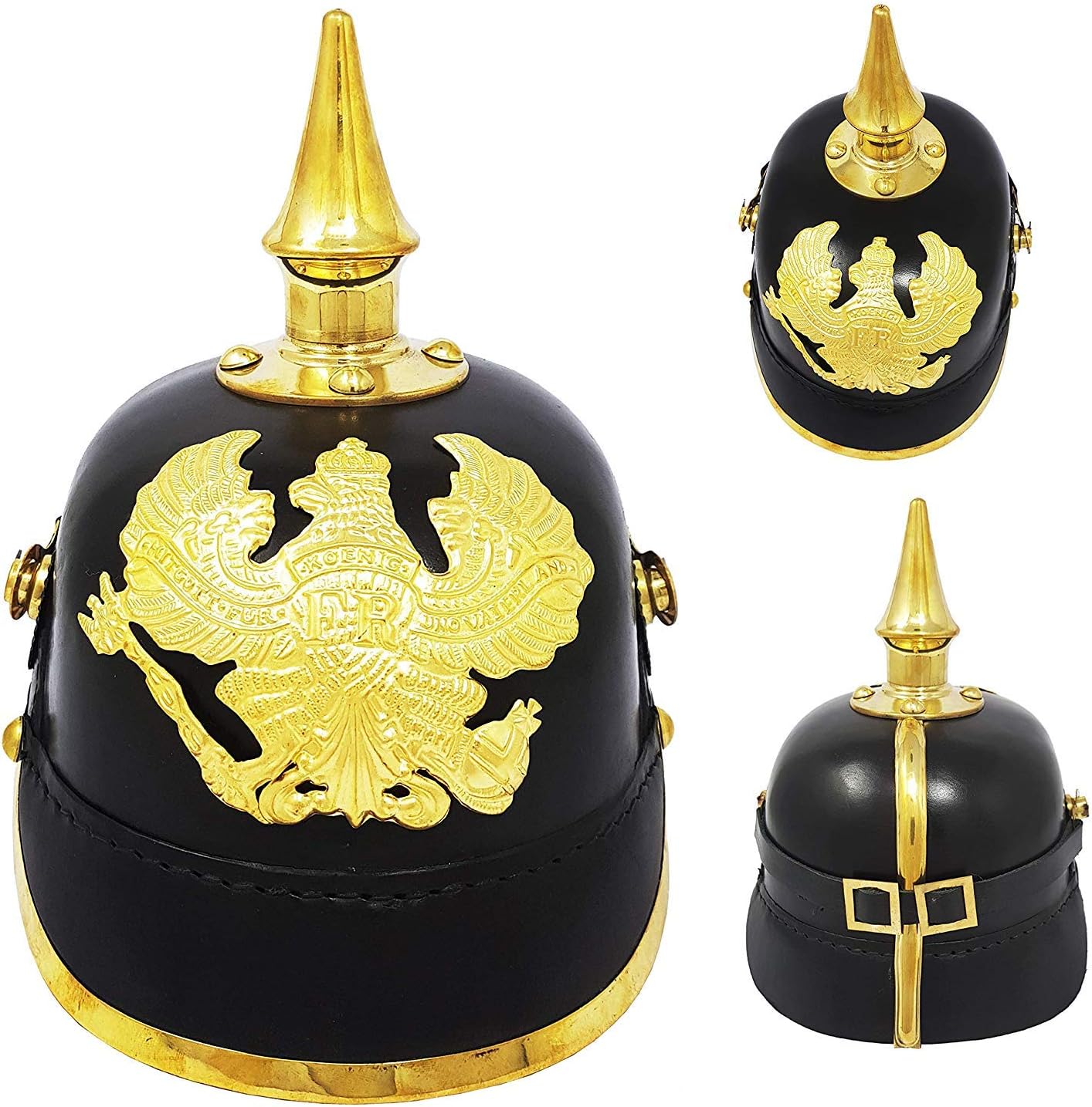 Elmo Prussiano Pickelhaube Replica - Prima Guerra Mondiale, Pelle E Ottone - Foto 3