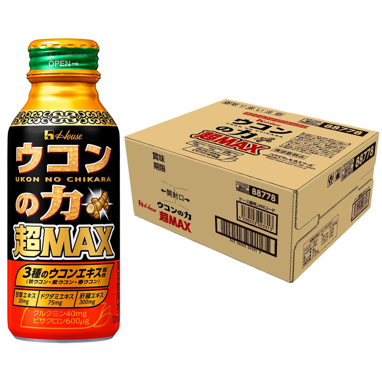 Amazon.co.jp: ハウスウェルネスフーズ ウコンの力 超MAX 120ml×30本