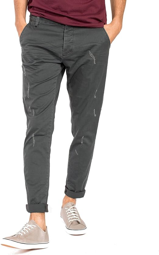 Clayton Pantaloni chinos slim con abrasioni : Amazon.it: Abbigliamento