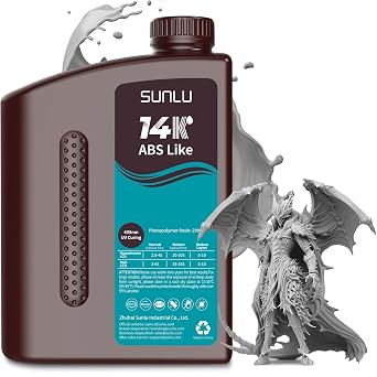 SUNLU ABS-Like 3D Printer Resin 2.0, 14K 3D Resin, Superior Precision, for Detail Printing Miniatures, Smooth Matte Surface, Suit for most LCD Printer, 405nm UV Curing Photopolymer 3D Resin, 2KG, Grey