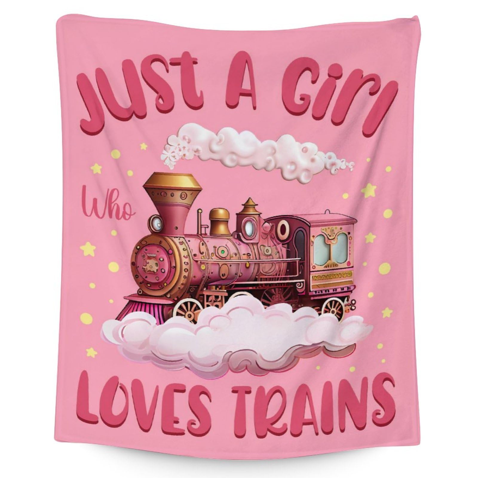 Train Blanket for Girls - 60x80 Inches Twin Size - Soft Fuzzy Plush Throws Gifts - Pink Cute Throw Blanket for Bed, Couch &amp; Living Room