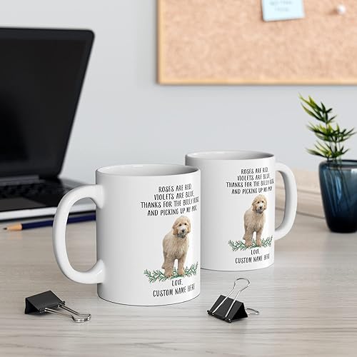 Miniatura 5 de Funny Goldendoodle Yellow Roses Are Red Violets Are Blue - Taza de café blanca con nombre personalizado de Navidad 2024, 11 onzas