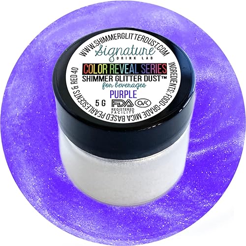 Purpurina comestible para bebidas, purpurina brillante, polvo para bebidas para cócteles, cerveza, vino y más, serie de colores, morado, bote de