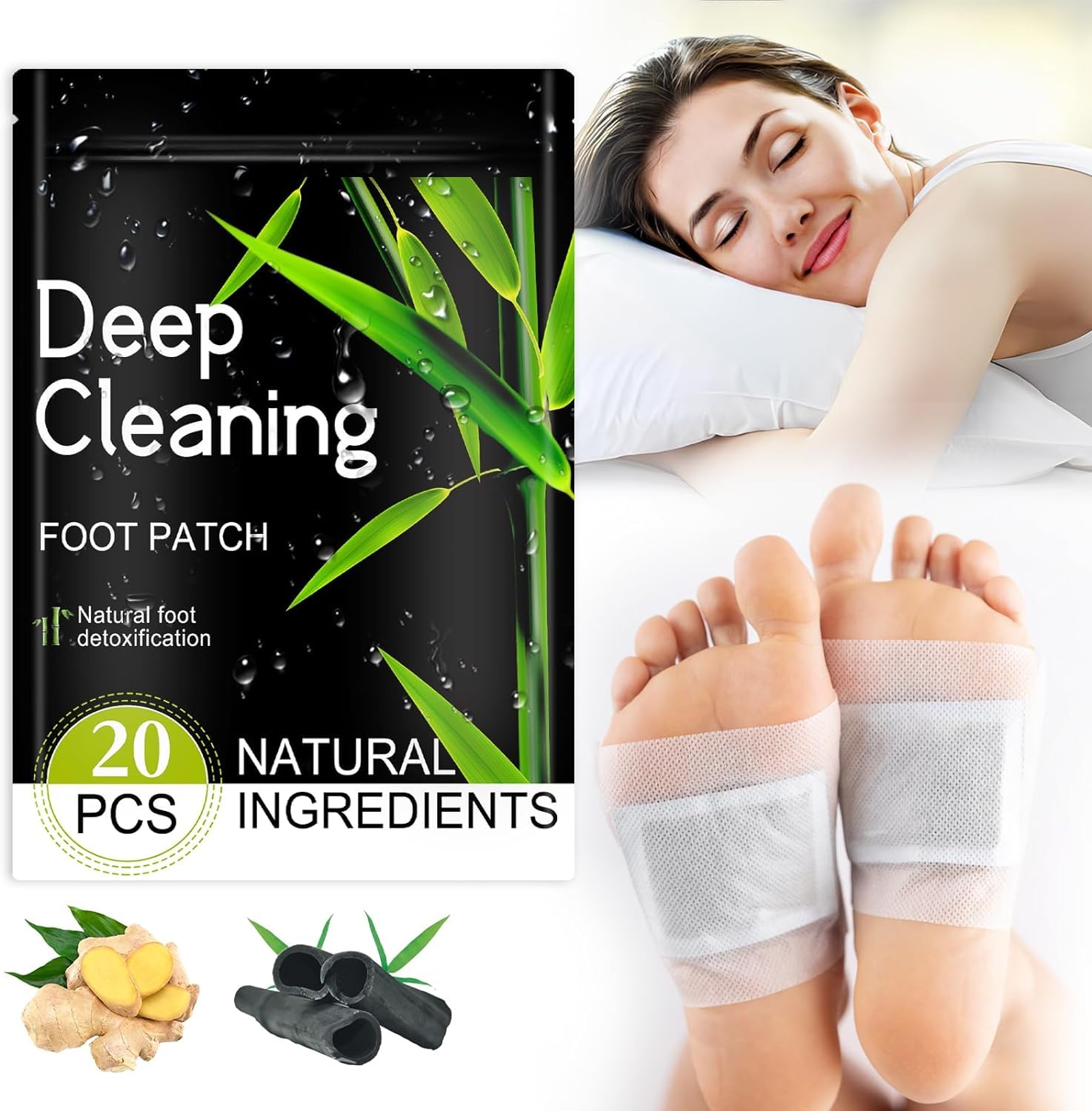 Detox Foot Patches 20 Pcs Detox Foot Pads,Foot Detox Pads to Remove Toxins Deep Cleansing,100% Natural,for Stress Relief,Sleep Aid, Enhance Blood Circulation