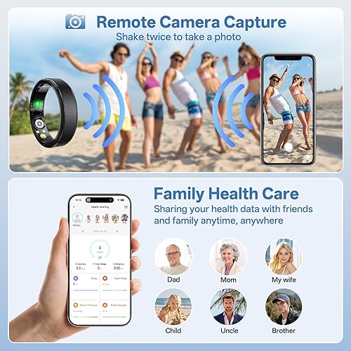 Miniatura 6 de Anillo inteligente para mujeres y hombres, anillo de seguimiento de salud con frecuencia cardíaca, monitor de sueño, oxígeno en sangre, HRV, estrés,