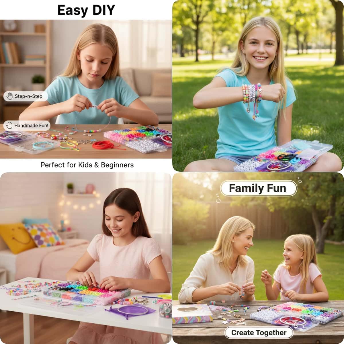 Hardy Guo Clay Beads Glow Beads Bracelet Making Kit Beads for Friendship Bracelet kit with Letter Beads Jewelry Making Set for Beginners Gifts (Pandora - Two-in-One)