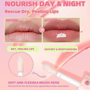 Lip Gloss Set 4 Pack Fruit-Flavored Lip Glow Oil for Hydrated & Moisturizing Lips Transparent Colorless Moisturizing Lip Lotion- Comprehensive Lip Care Kit - Beauty Gift for Women