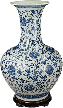22 Classic Blue and White Large Floral Porcelain Vase, Chinoiserie China, Decorative, Reward 302