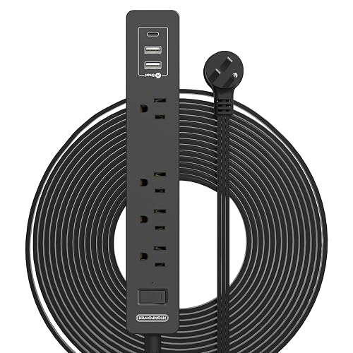 NTONPOWER 15 ft Flat Extension Cord Black