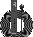 Cord d'extension 10 C'est parti. NTONPOWER Cord d'extension plat mince sous le rug, tapis, bande de barre d'alimentation à prise plate avec 2 USB 4 Les sorties (1 Widely Outlet), Station de recharge du mur pour le bureau intérieur, Noir