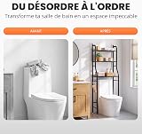 JUPPLIES Meuble WC Rangement 3 Niveaux au Dessus Toilette - 5